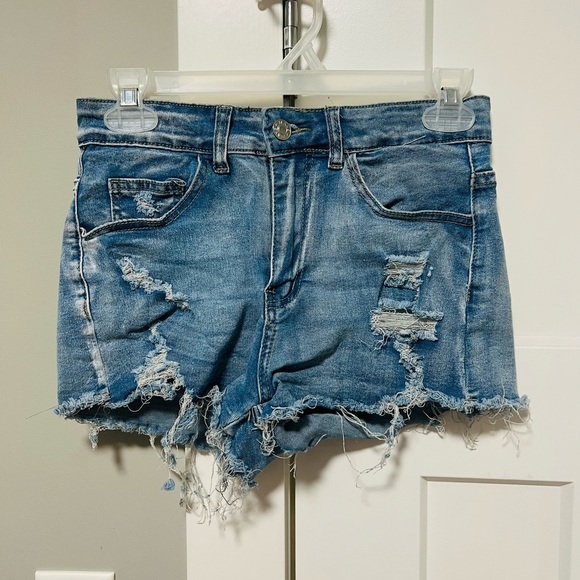 SHEIN Pants - SHEIN Blue Distressed Jean Shorts